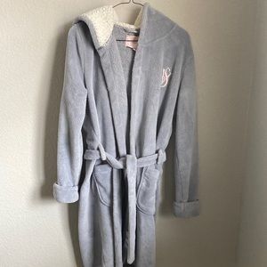 Victorias Secret gray robe with hood size small